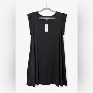 NWT 🖤LOFT Black Crochet Sleeveless Tank Top Dress Size LARGE